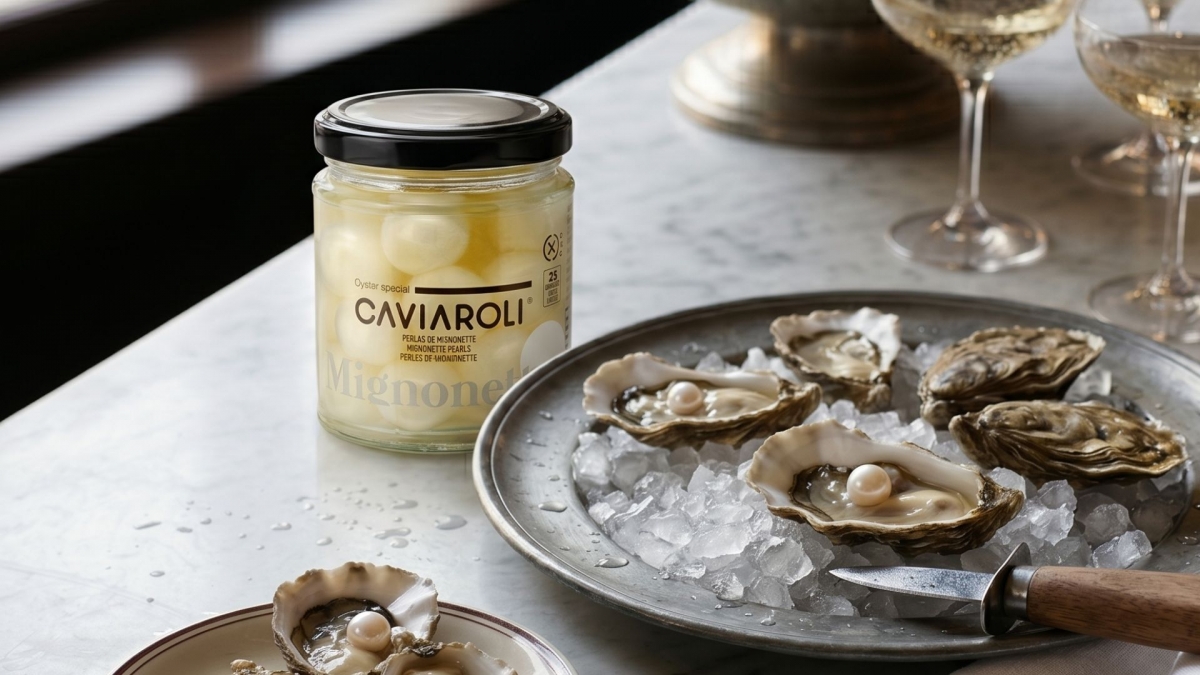 Caviaroli y los chefs de Disfrutar presentan sus nuevas Perlas de Mignonette